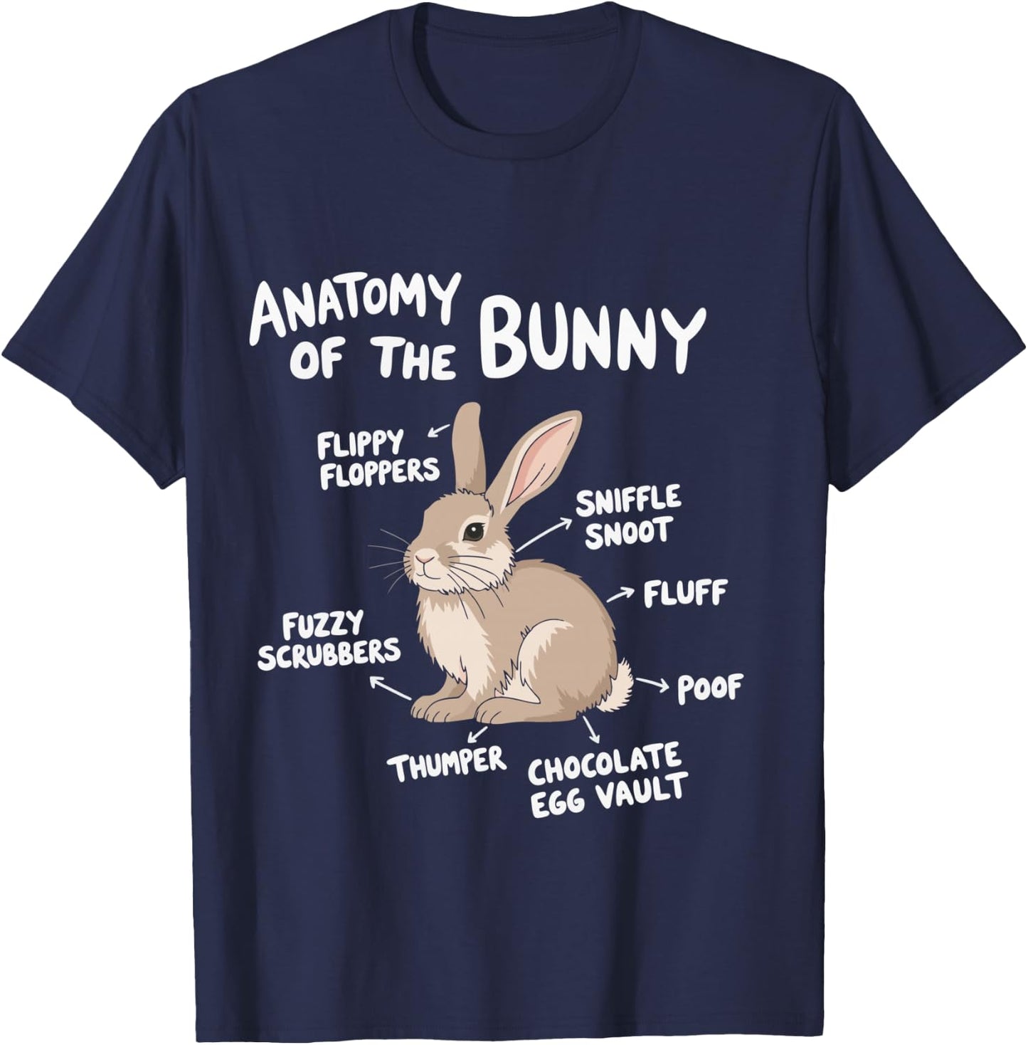 Rabbit Anatomy Bunny Lover Animal Pet Owner T-Shirt - T-Shirt | Navy
