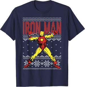Marvel Iron Man Ugly Christmas Sweater Graphic T-Shirt - T-Shirt | Navy