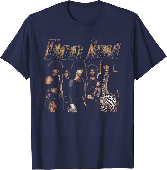 Official Bon Jovi Flames , black T-Shirt - T-Shirt | Navy