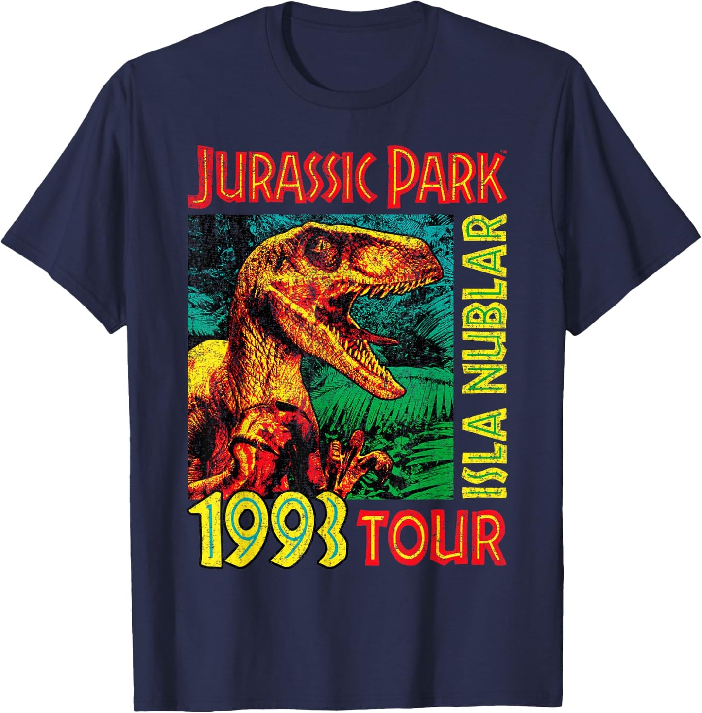 Jurassic Park Isla Nublar 1993 Tour Poster T-Shirt - T-Shirt | Navy