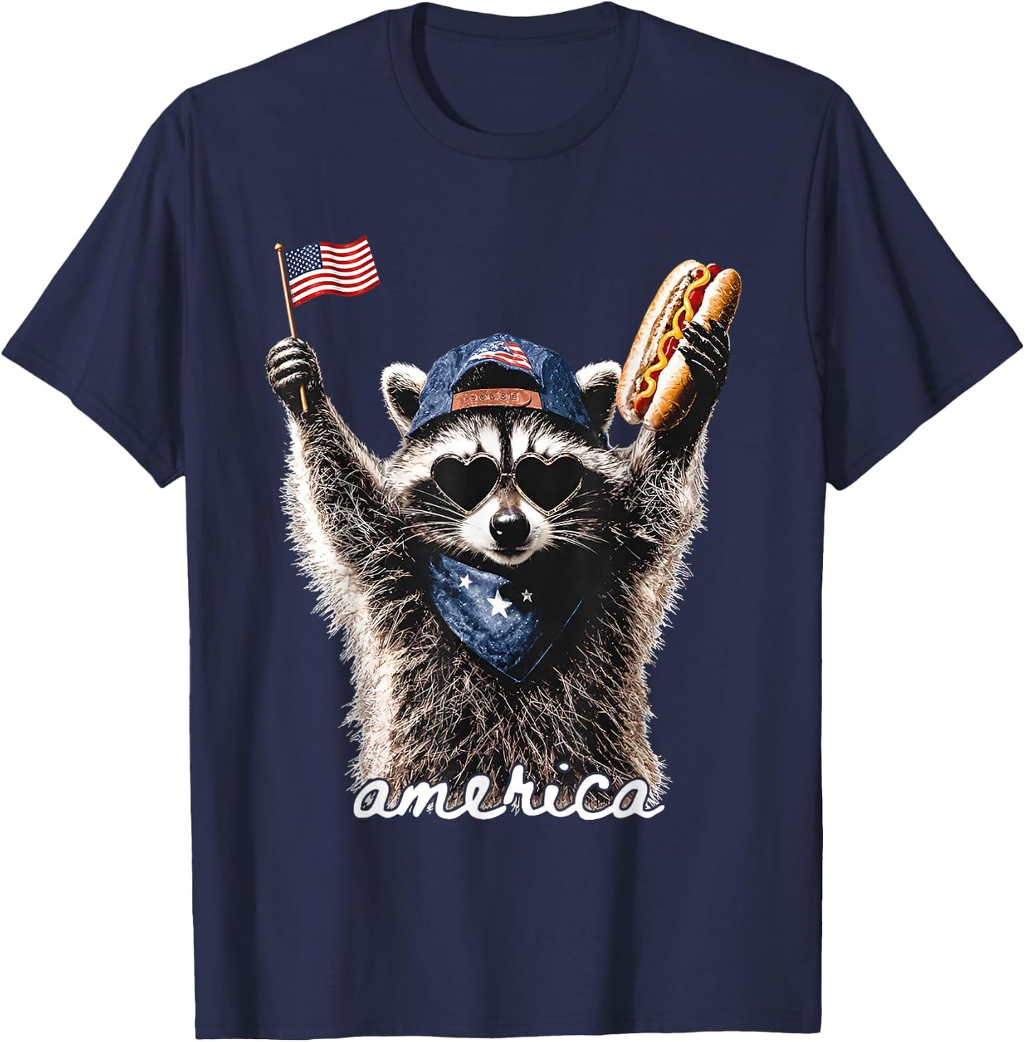 America Patriotic Raccoon T-Shirt - T-Shirt | Navy