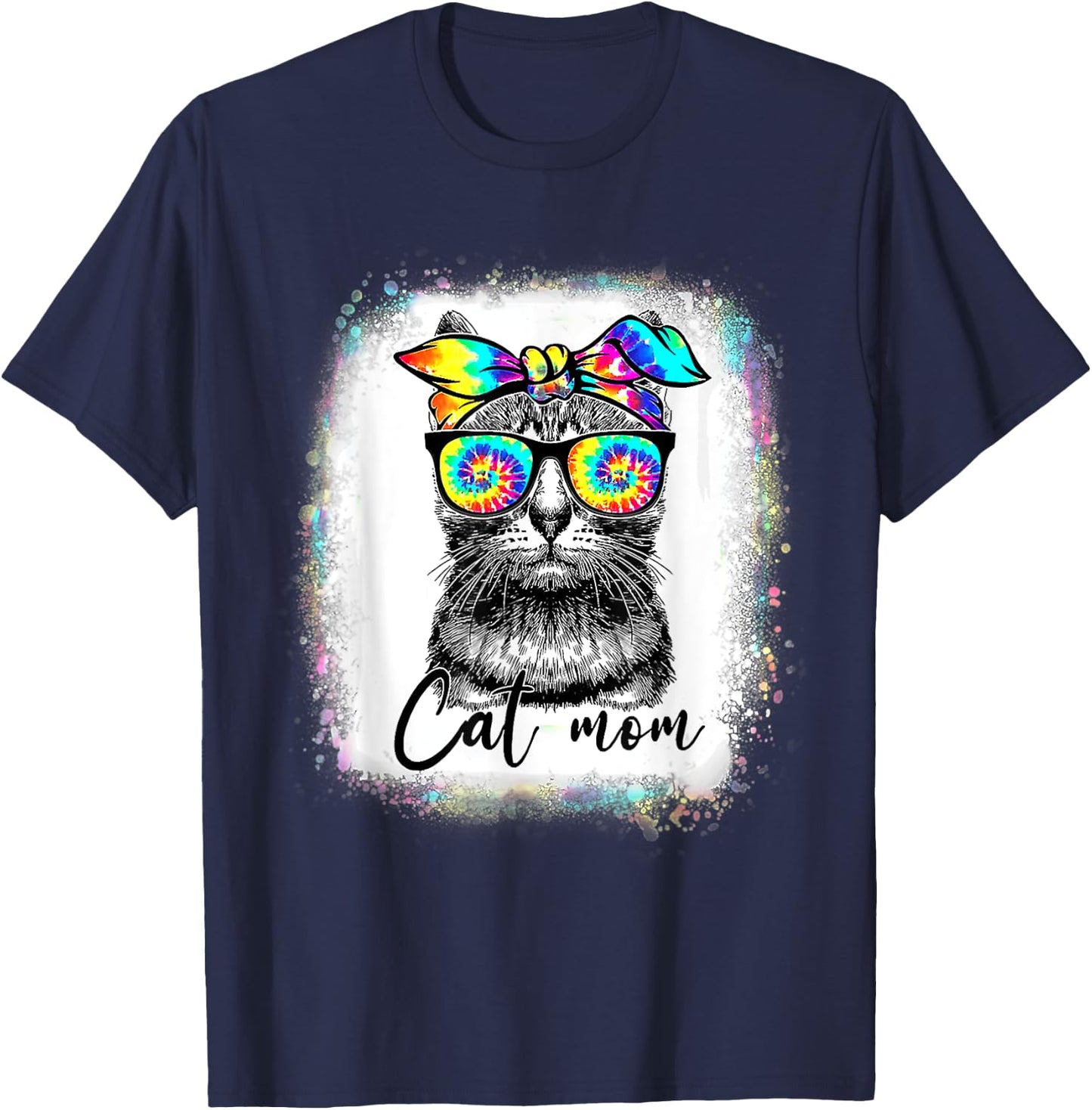 Best Cat Mom Ever Tie Dye Cat Mommy Mother's Day Catmother Women T-Shirt - T-Shirt | Navy