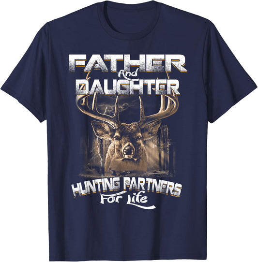 Father And Daughter Hunting Partners For Life Deer Hunter T-Shirt - T-Shirt | Navy