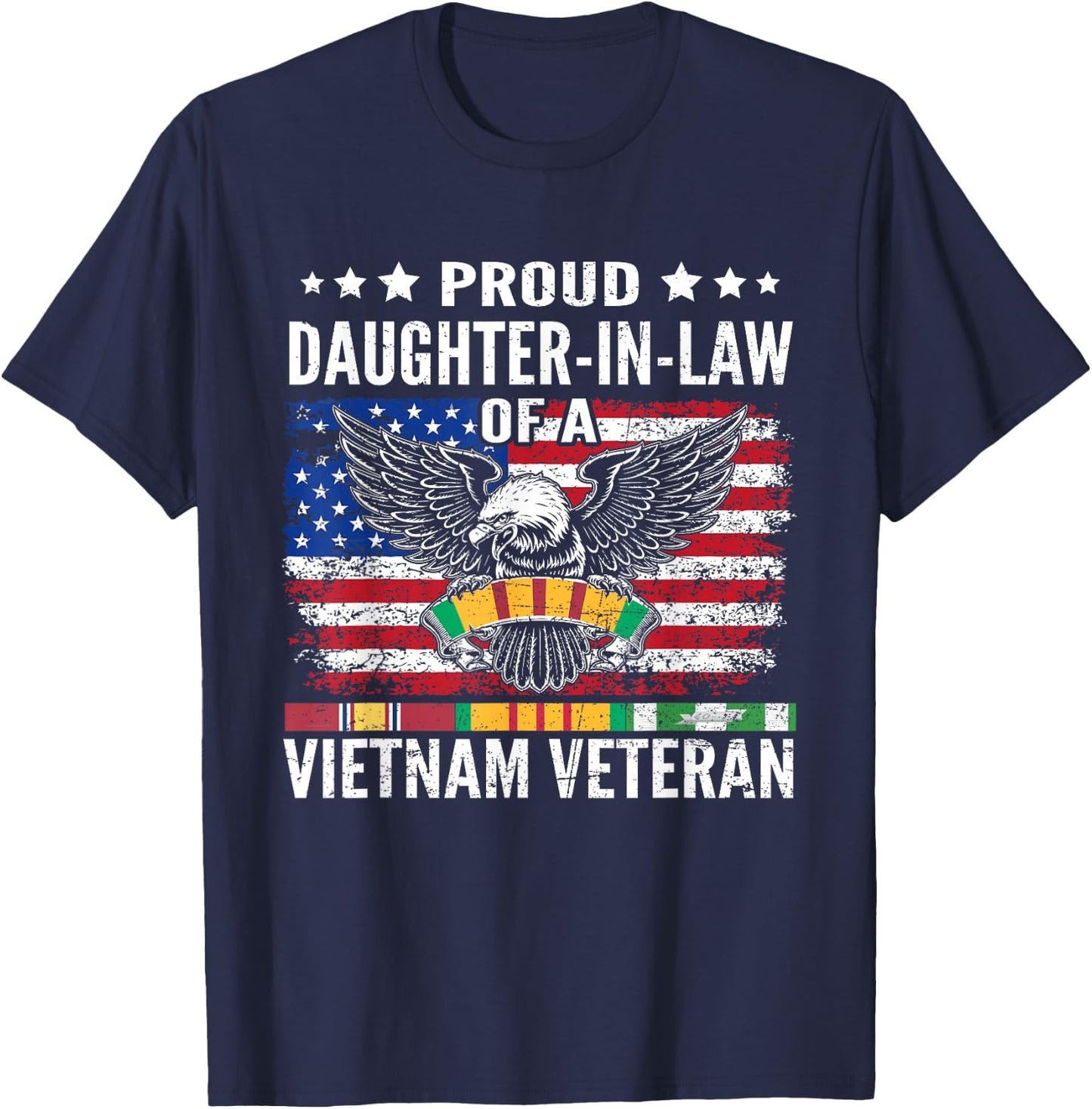 Proud Daughter-In-Law Of A Vietnam Veteran Family Matching T-Shirt - T-Shirt | Navy