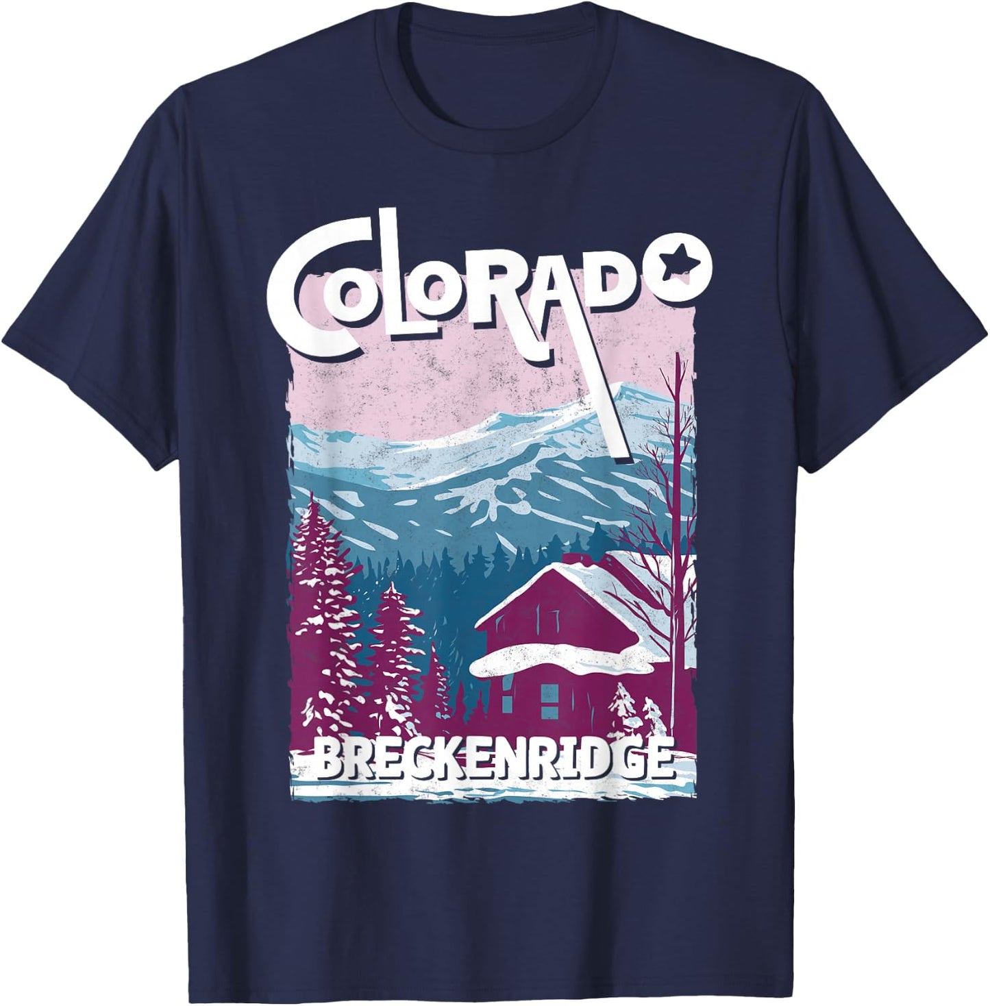 Breckenridge Colorado Mountain State Rocky Mountains Skiing T-Shirt - T-Shirt | Navy
