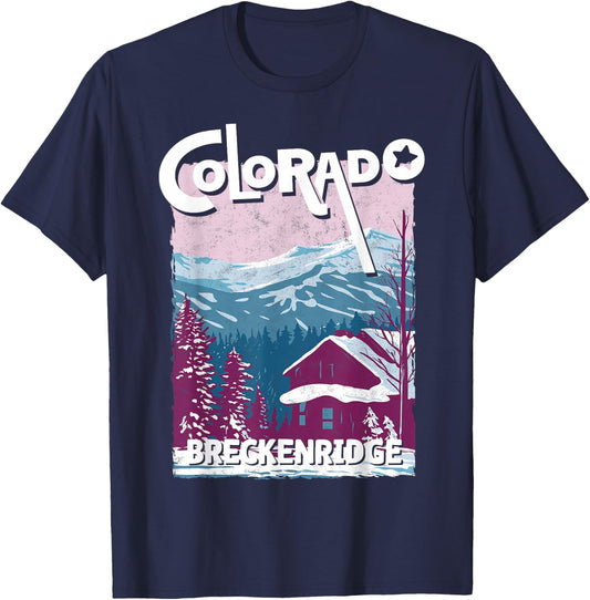 Breckenridge Colorado Mountain State Rocky Mountains Skiing T-Shirt - T-Shirt | Navy