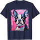 Dog Pink Boston Terrier T-Shirt - T-Shirt | Navy