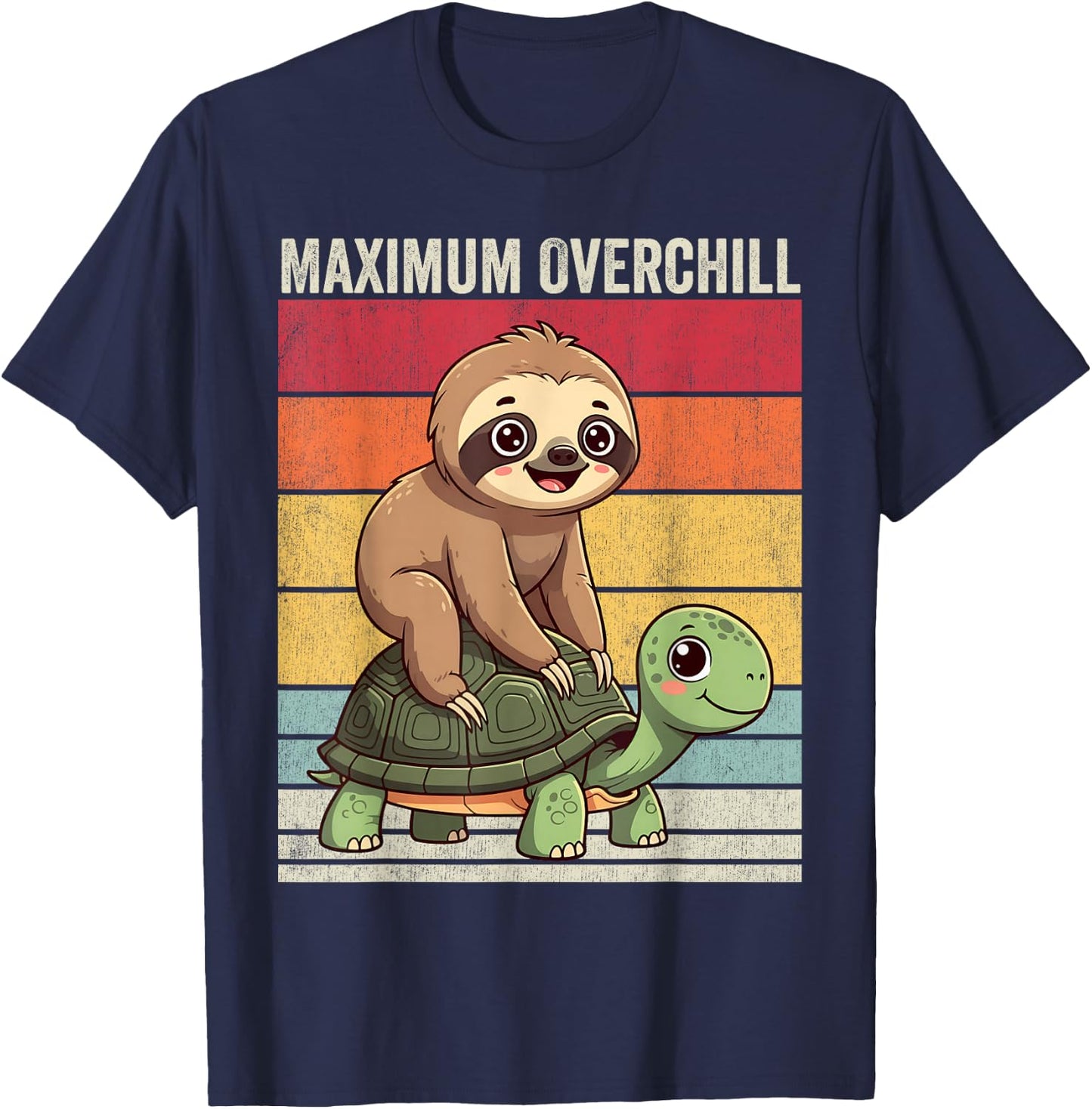 Sloth Turtle, Sloth Tortoise, Funny Sloth Riding a Turtle T-Shirt - T-Shirt | Navy