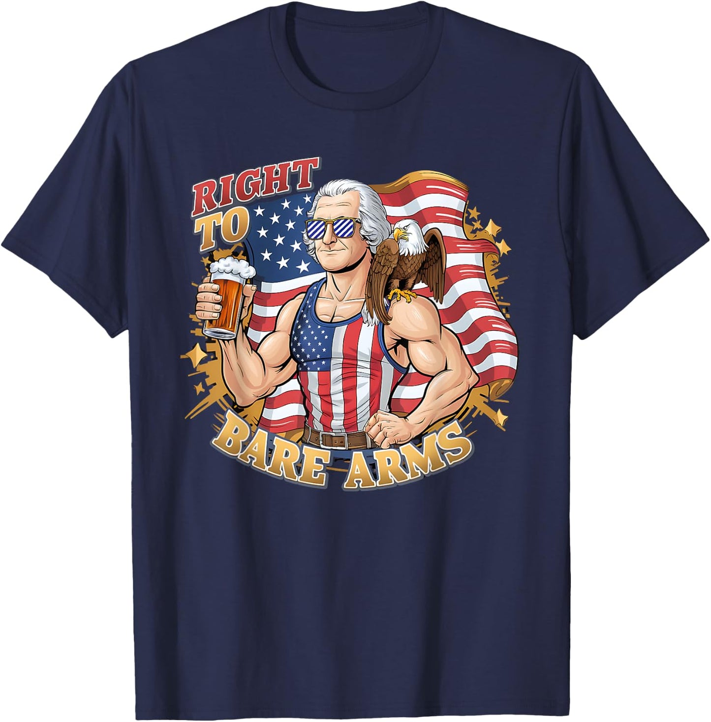George's Right To Bare Arms 4th Of July Gym Workout Graphic Women Men T-Shirt - T-Shirt | Navy