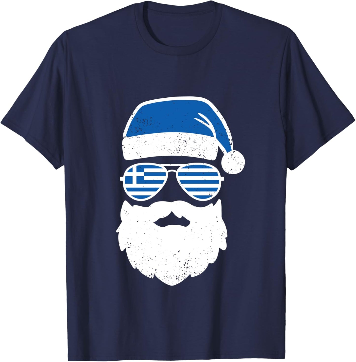 Greek Orthodox Christmas Santa Claus Greece Flag Greek T-Shirt - T-Shirt | Navy