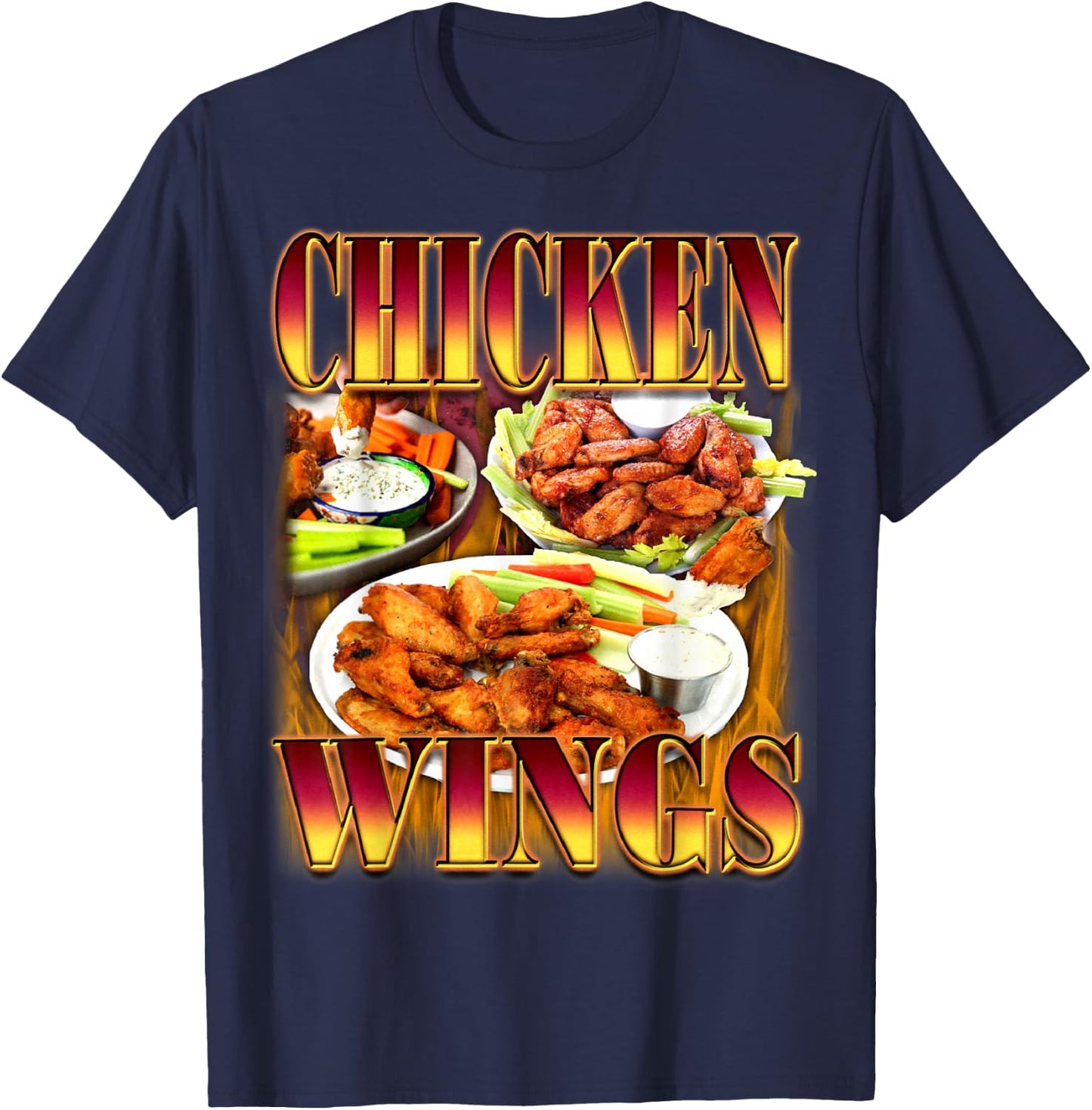 Wing Lover Bootleg Rap CDs Aesthetic 90s Funny Chicken Meme T-Shirt - T-Shirt | Navy