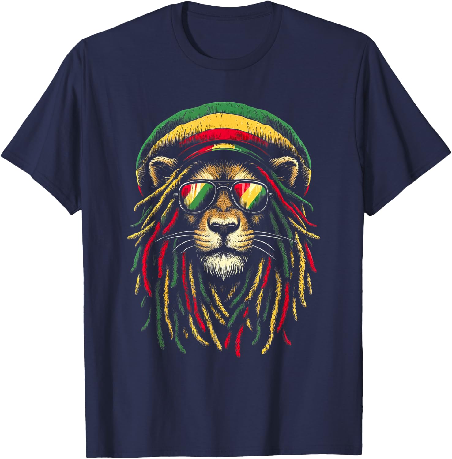 Jamaican Lion Reggae Roots Lion of Juda Rasta Music , black T-Shirt - T-Shirt | Navy