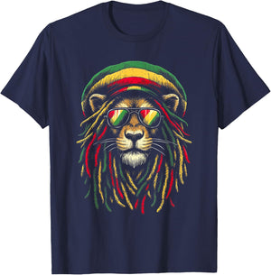 Jamaican Lion Reggae Roots Lion of Juda Rasta Music , black T-Shirt - T-Shirt | Navy