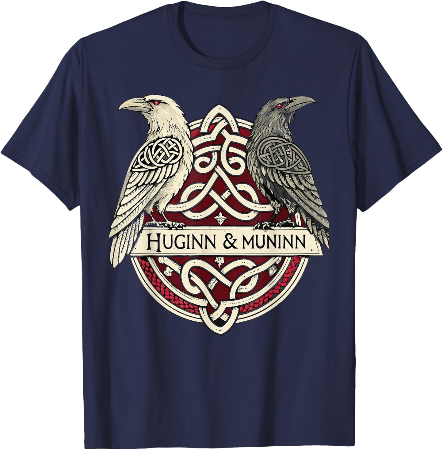 Norse Raven Knotwork – Huginn & Muninn Viking Mythology T-Shirt - T-Shirt | Navy
