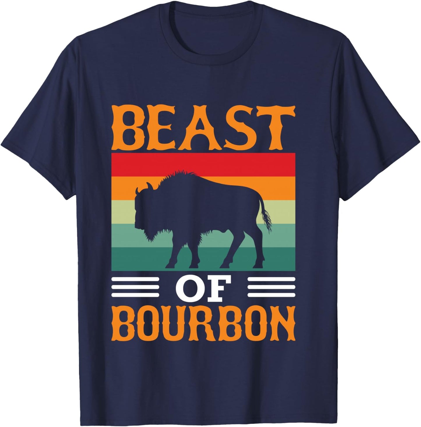 Beast of Bourbon Whiskey and Buffalo Lover T-Shirt - T-Shirt | Navy
