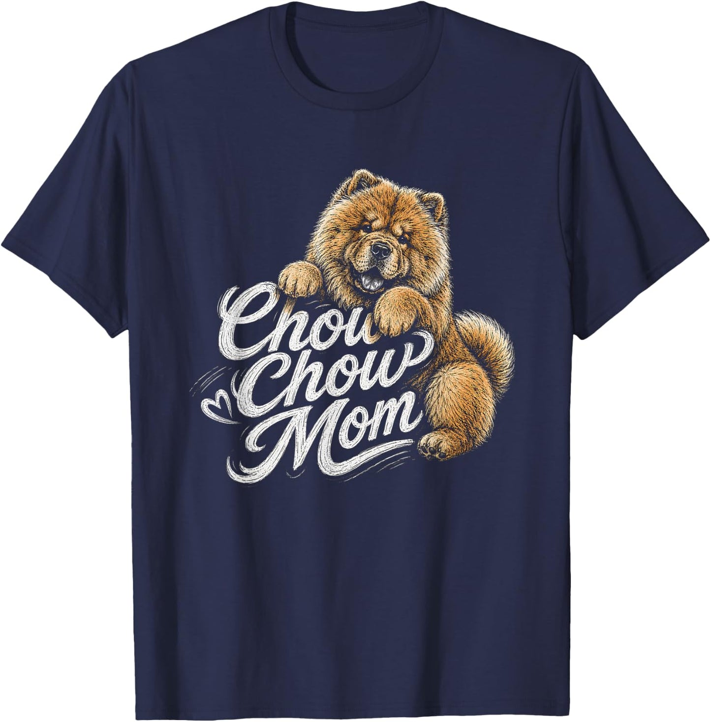 Chow Chow Mom Artwork Design T-Shirt - T-Shirt | Navy