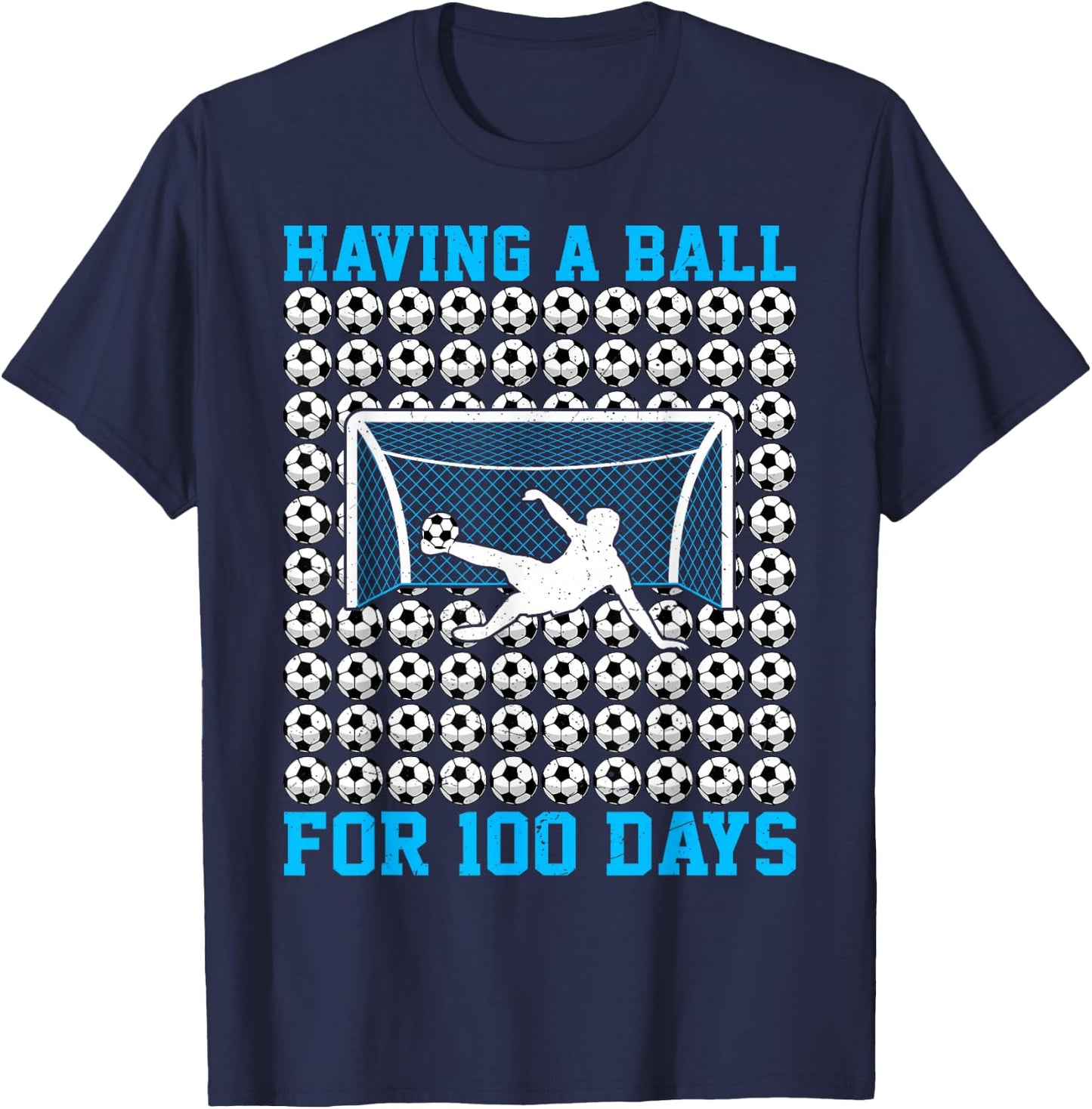 100 Days Of School Soccer 100th Day Of School For Boys Kids T-Shirt - T-Shirt | Navy