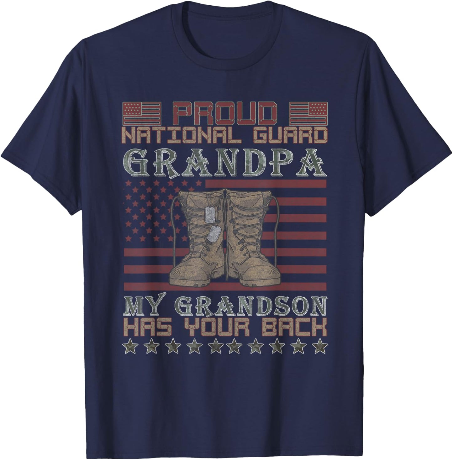My Grandson Has Your Back Proud National Guard Grandpa T-Shirt - T-Shirt | Navy