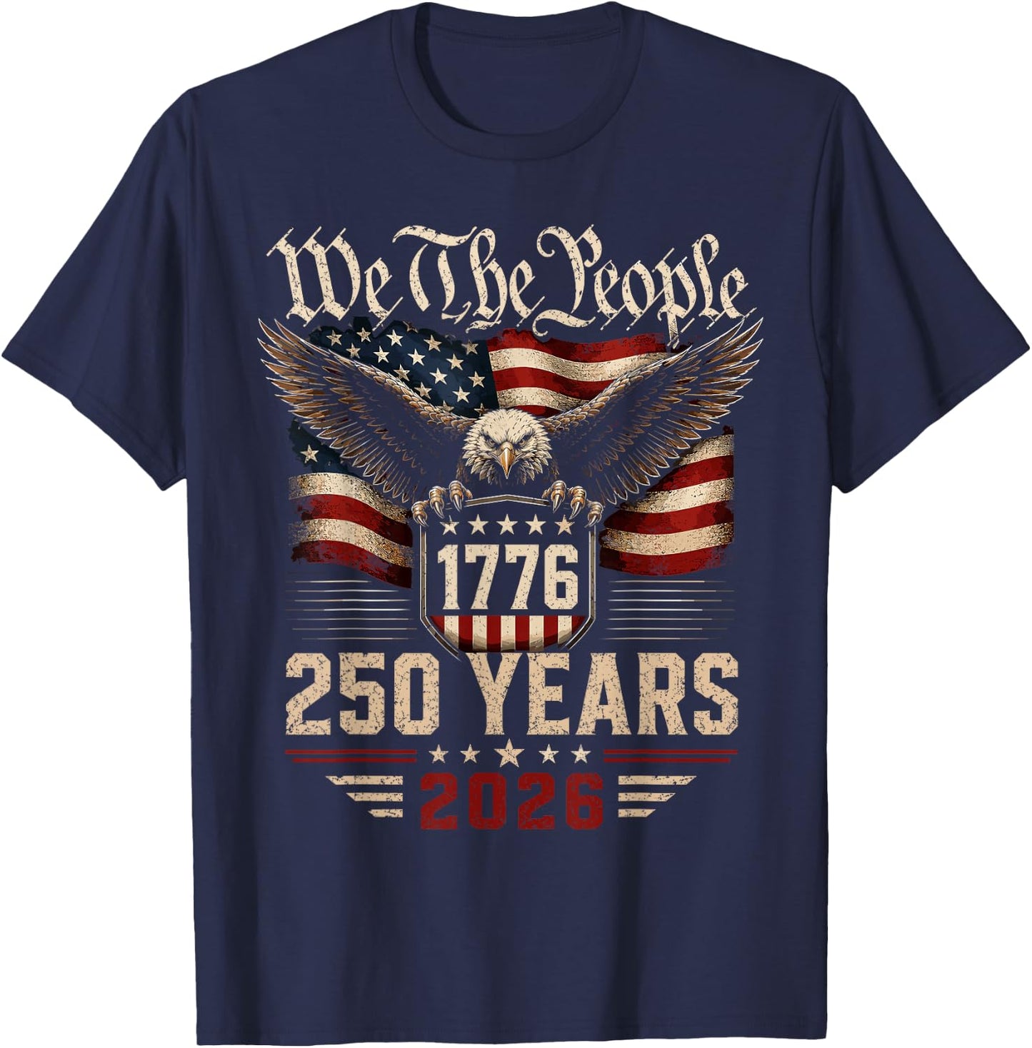 250 Years American 250th Anniversary USA Patriotic 4th July T-Shirt - T-Shirt | Navy