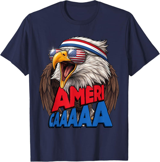 Americaaaaa Screaming Eagle Fourth of July T-Shirt - T-Shirt | Navy