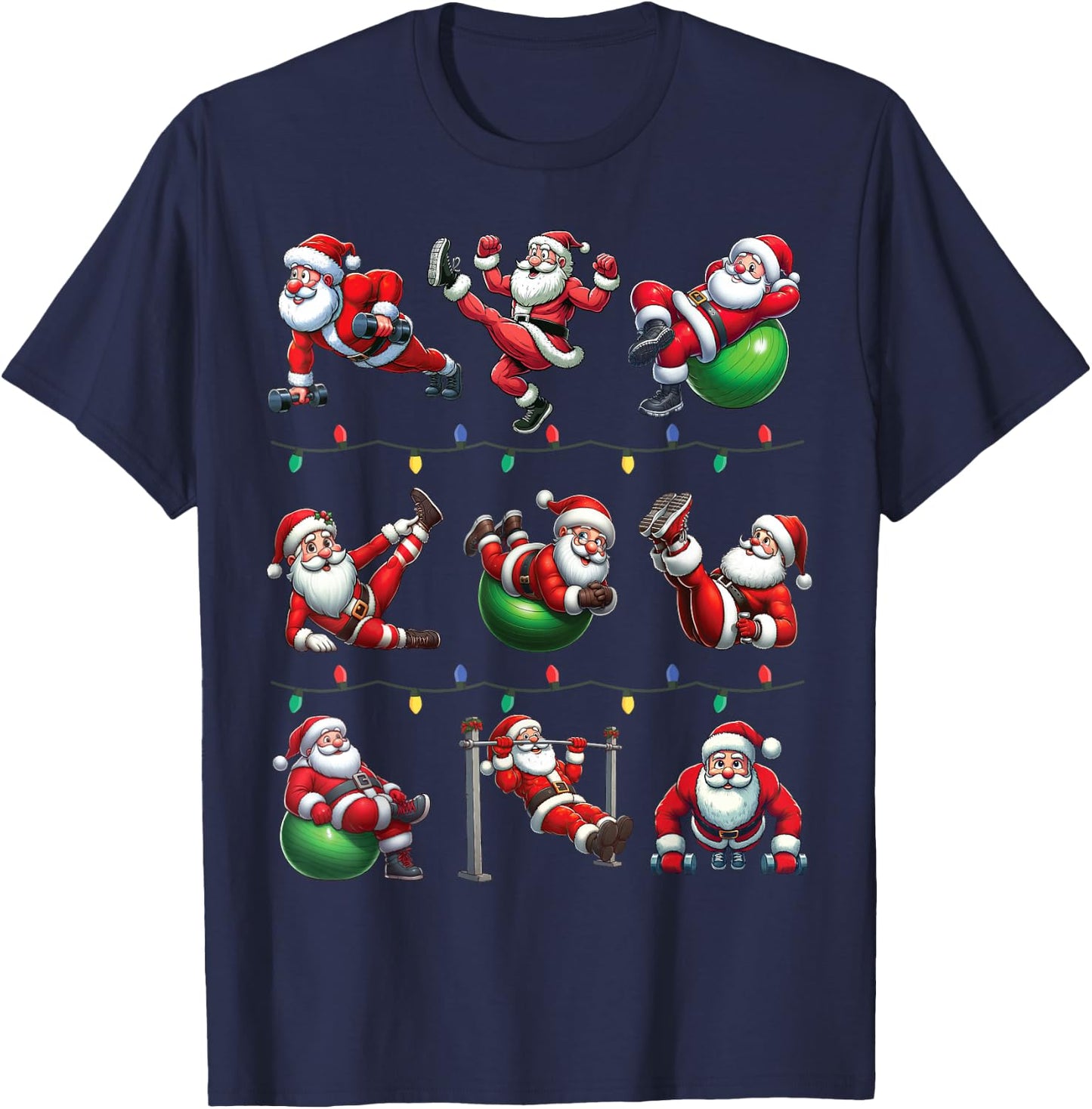 Santa Fitness Collection Gym Workout Weightlifting Christmas T-Shirt - T-Shirt | Navy