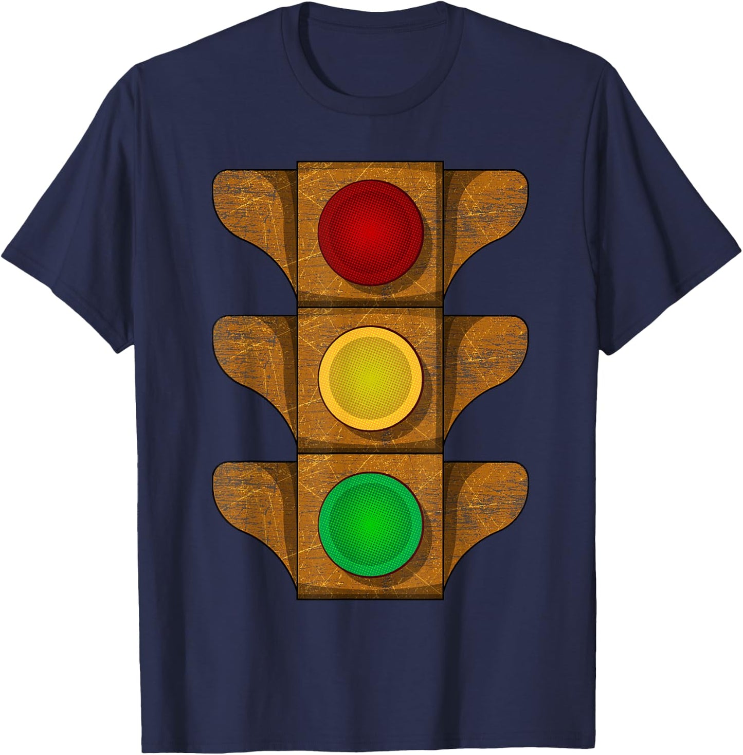 Traffic Light Vintage Rusty Stoplight Stop Go Caution Signal T-Shirt - T-Shirt | Navy