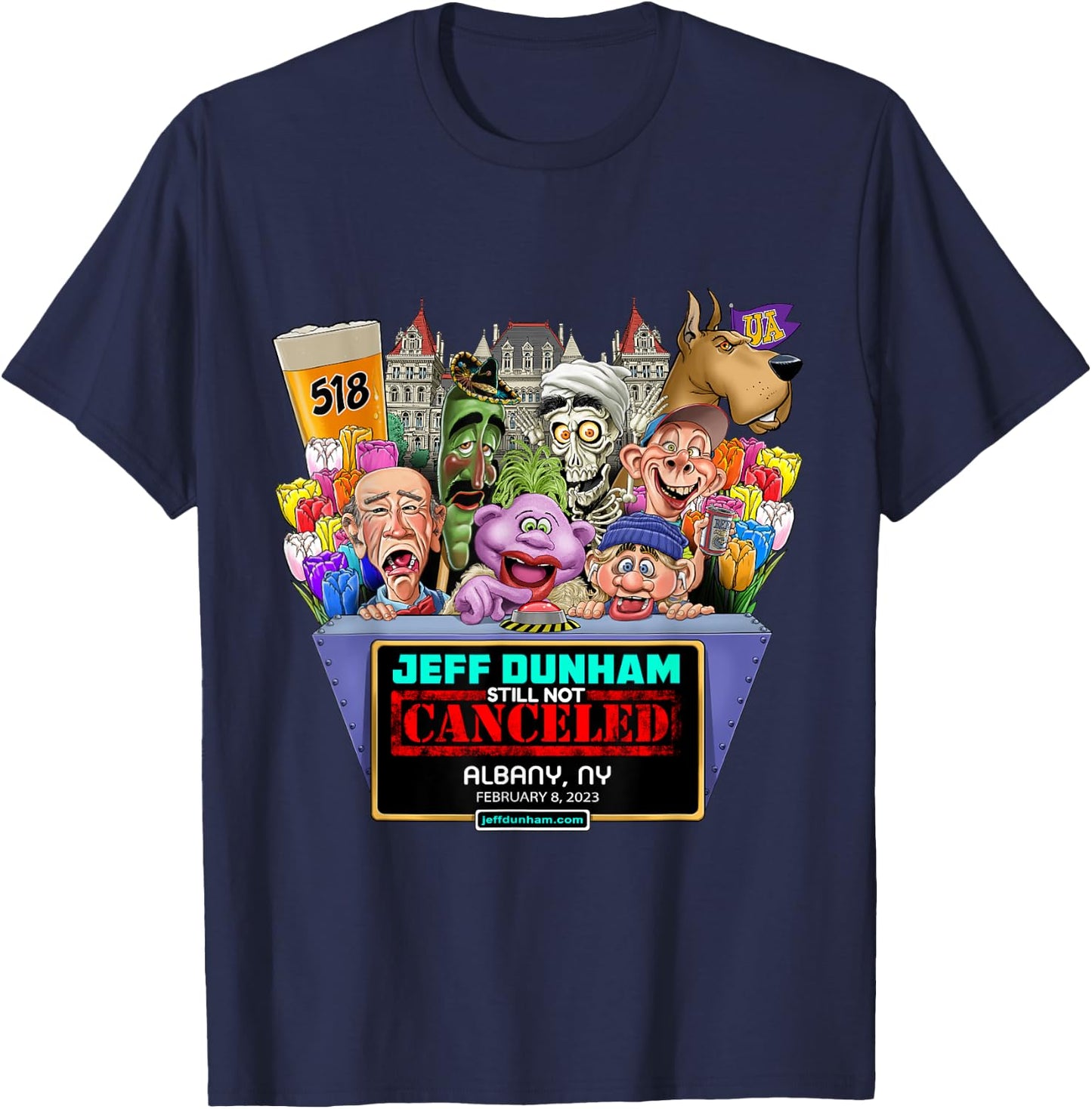 Jeff Dunham Albany, NY (2023) T-Shirt - T-Shirt | Navy