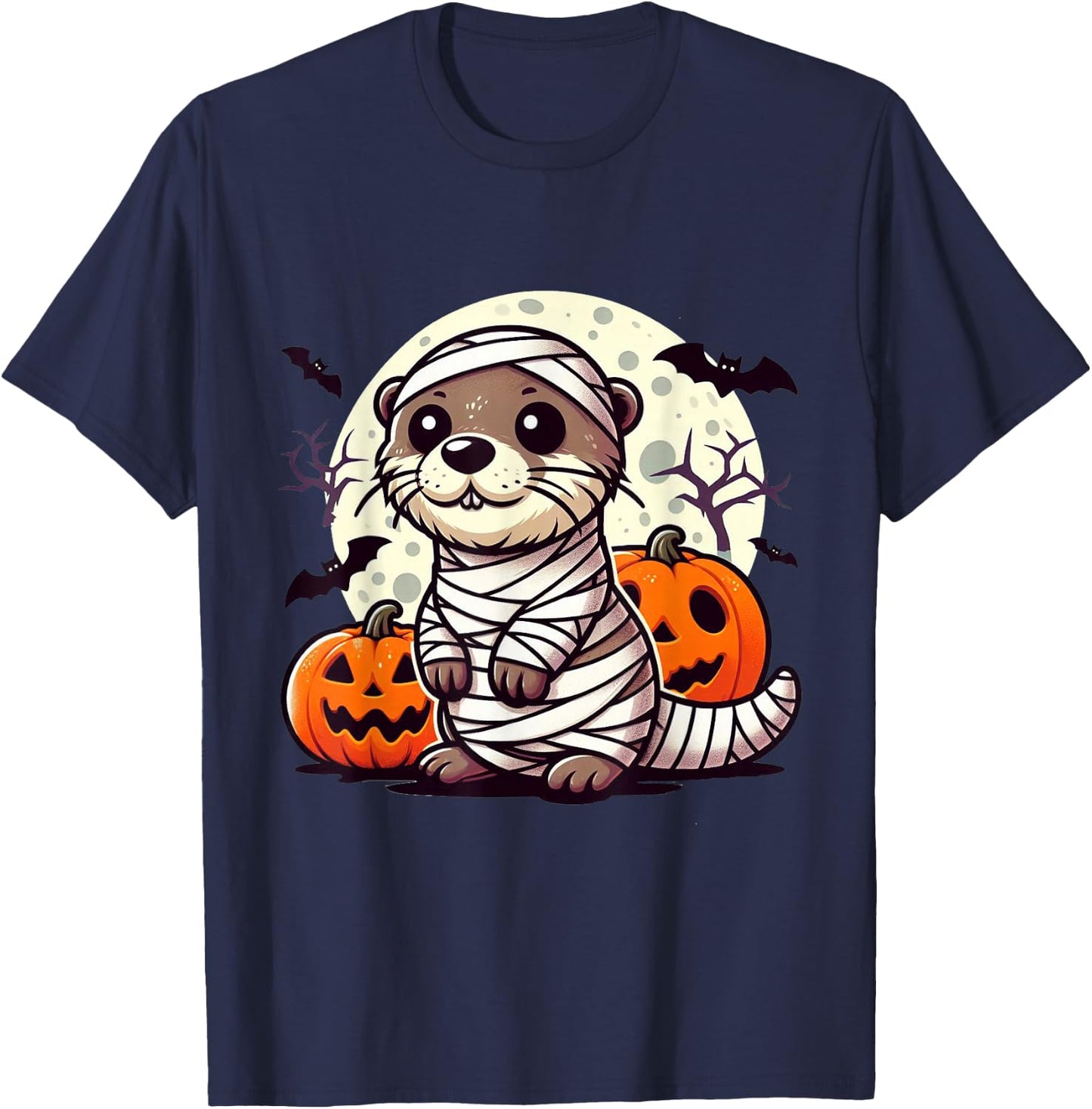 spooky Otter mummy T-Shirt - T-Shirt | Navy
