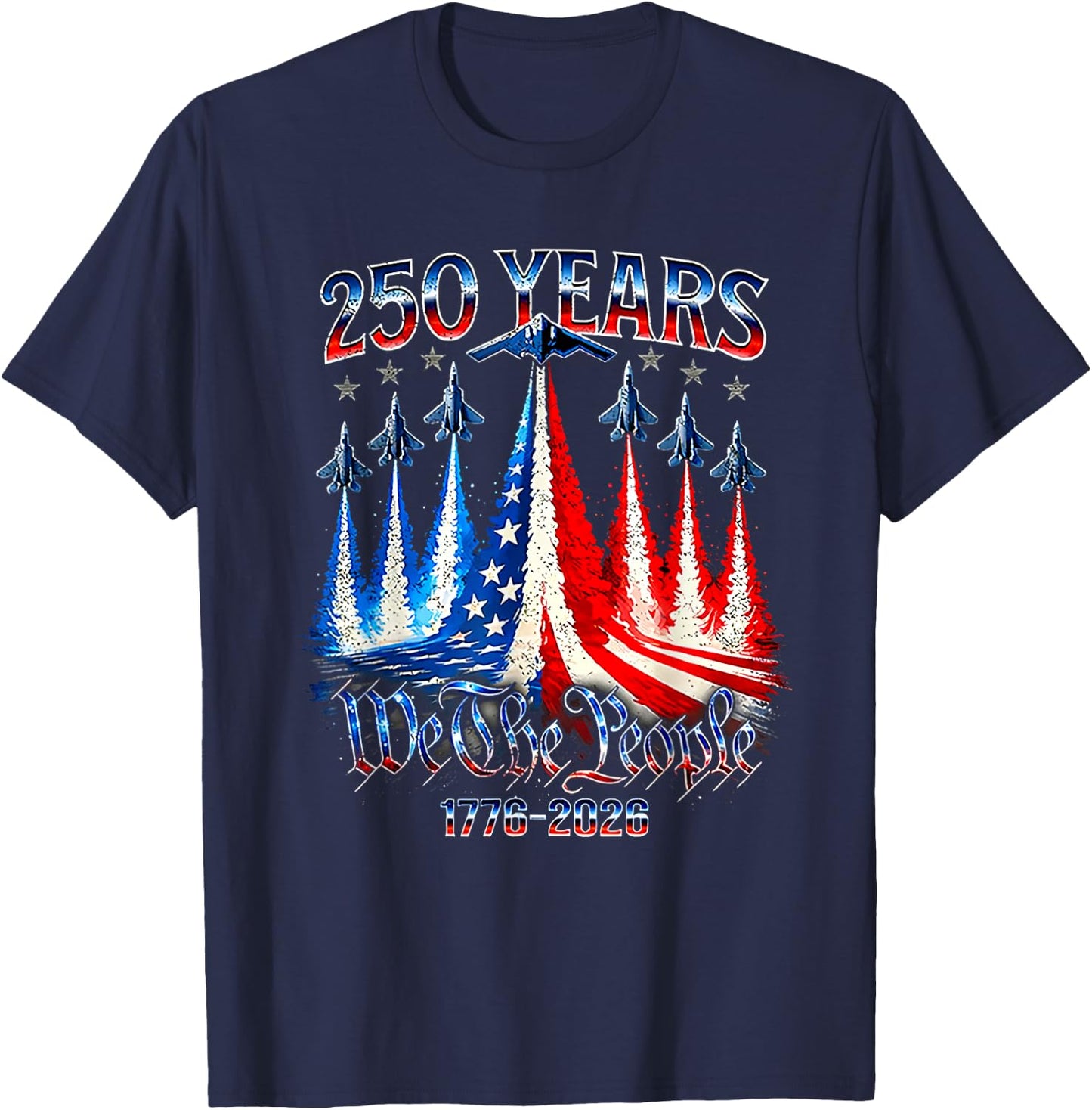 250th Anniversary 250 Year America Freedom Air Jets T-Shirt - T-Shirt | Navy