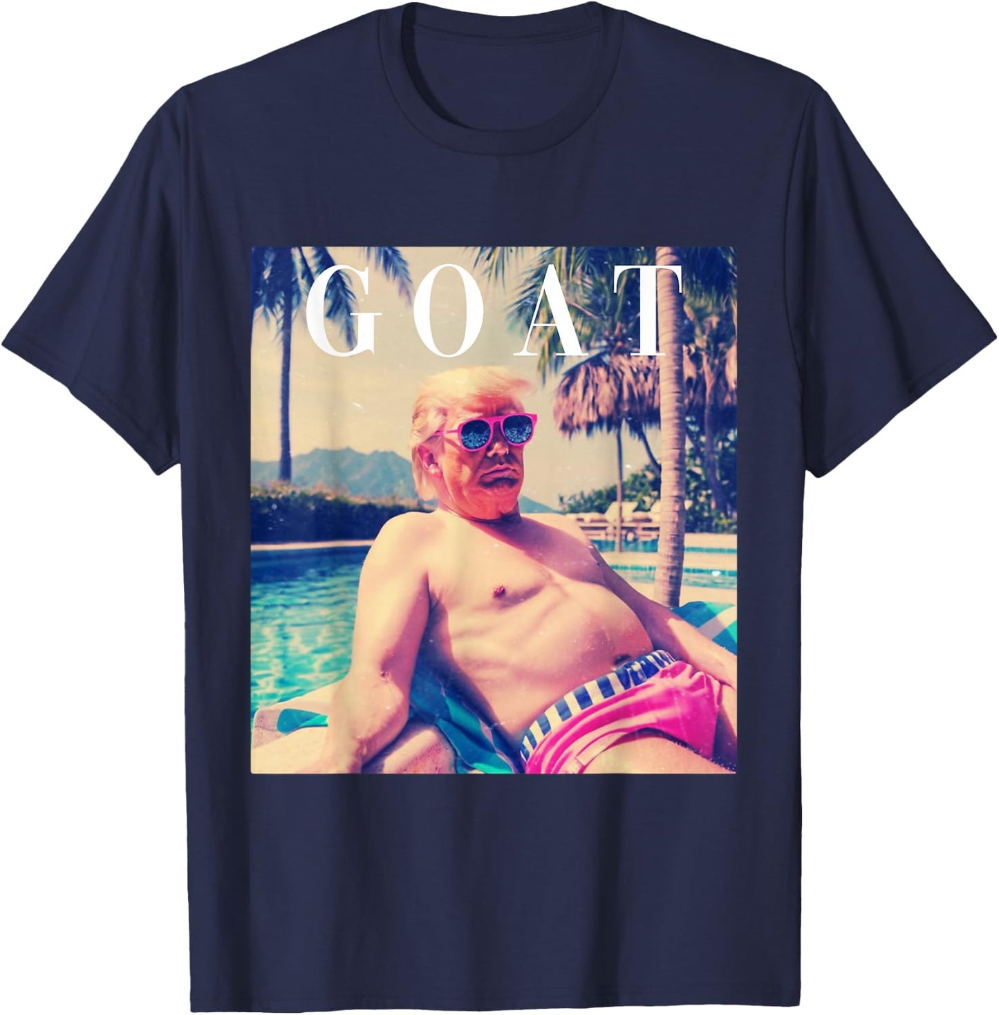 Trump GOAT Shirt Funny Summer 2024 Republican Donald Trump T-Shirt - T-Shirt | Navy