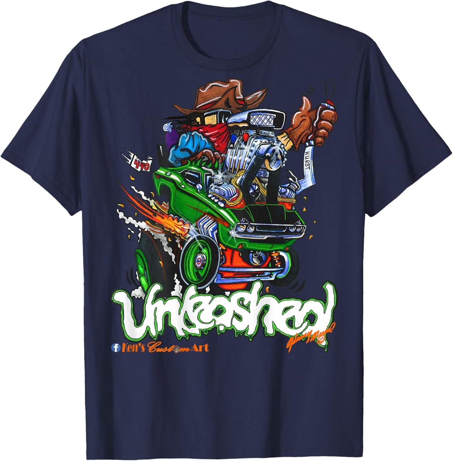 70 Challenger Unleashed Hotrod (Design on Back) T-Shirt - T-Shirt | Navy