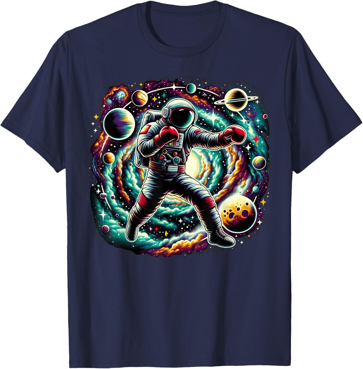 Cool Galaxy Boxer Astronaut on Boxing T-Shirt - T-Shirt | Navy