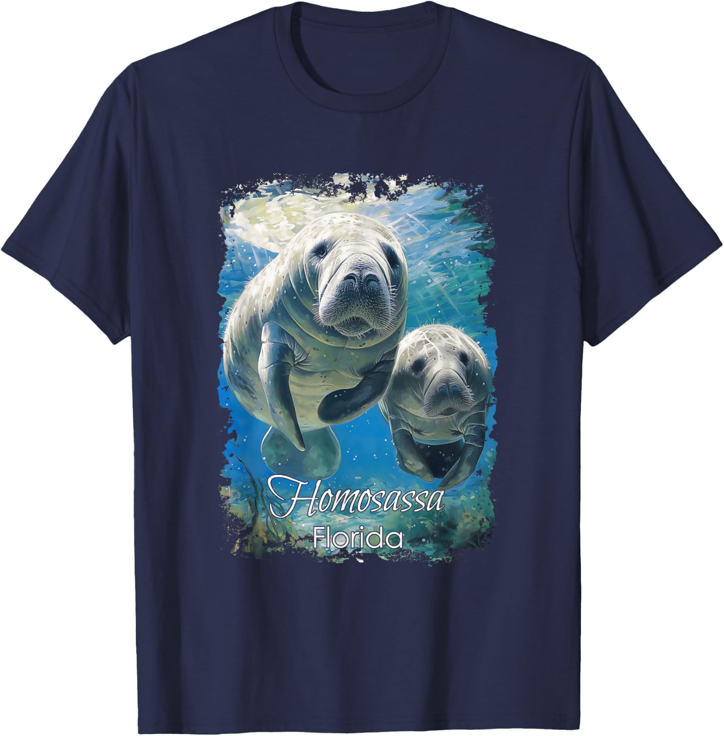 Homosassa Florida Love The Manatees T-Shirt - T-Shirt | Navy