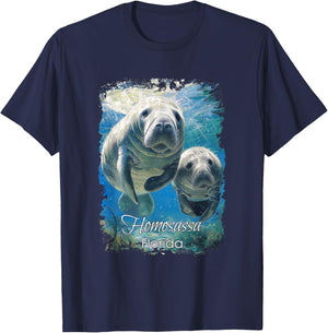 Homosassa Florida Love The Manatees T-Shirt - T-Shirt | Navy