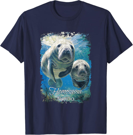 Homosassa Florida Love The Manatees T-Shirt - T-Shirt | Navy