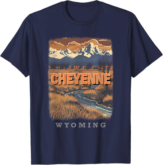 Cheyenne Wyoming WY Breathtaking Landscape SD446 T-Shirt - T-Shirt | Navy