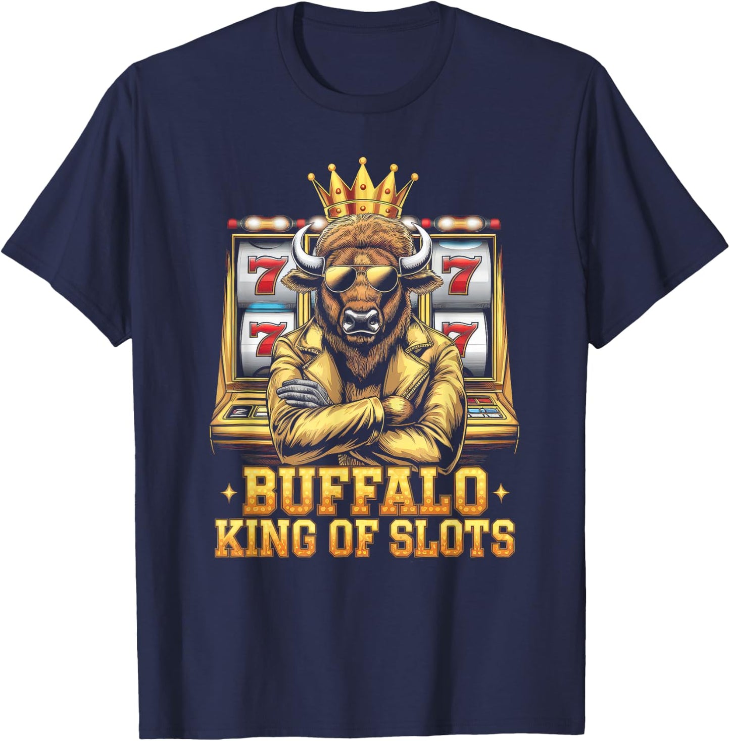 Lucky Buffalo Casino Slot Machine Gambling Gift Gambler T-Shirt - T-Shirt | Navy