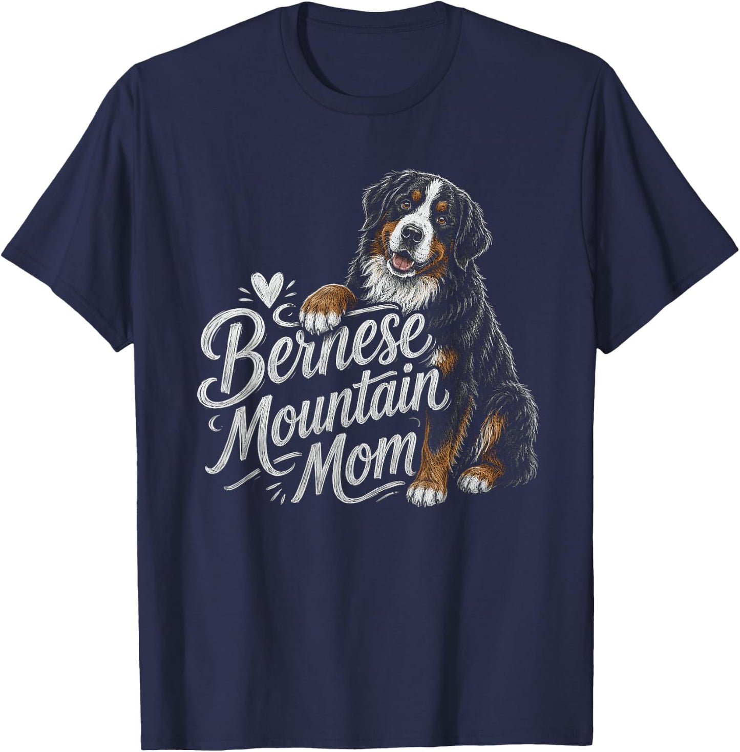 Bernese Mountain Mom Dog Artwork Design T-Shirt - T-Shirt | Navy