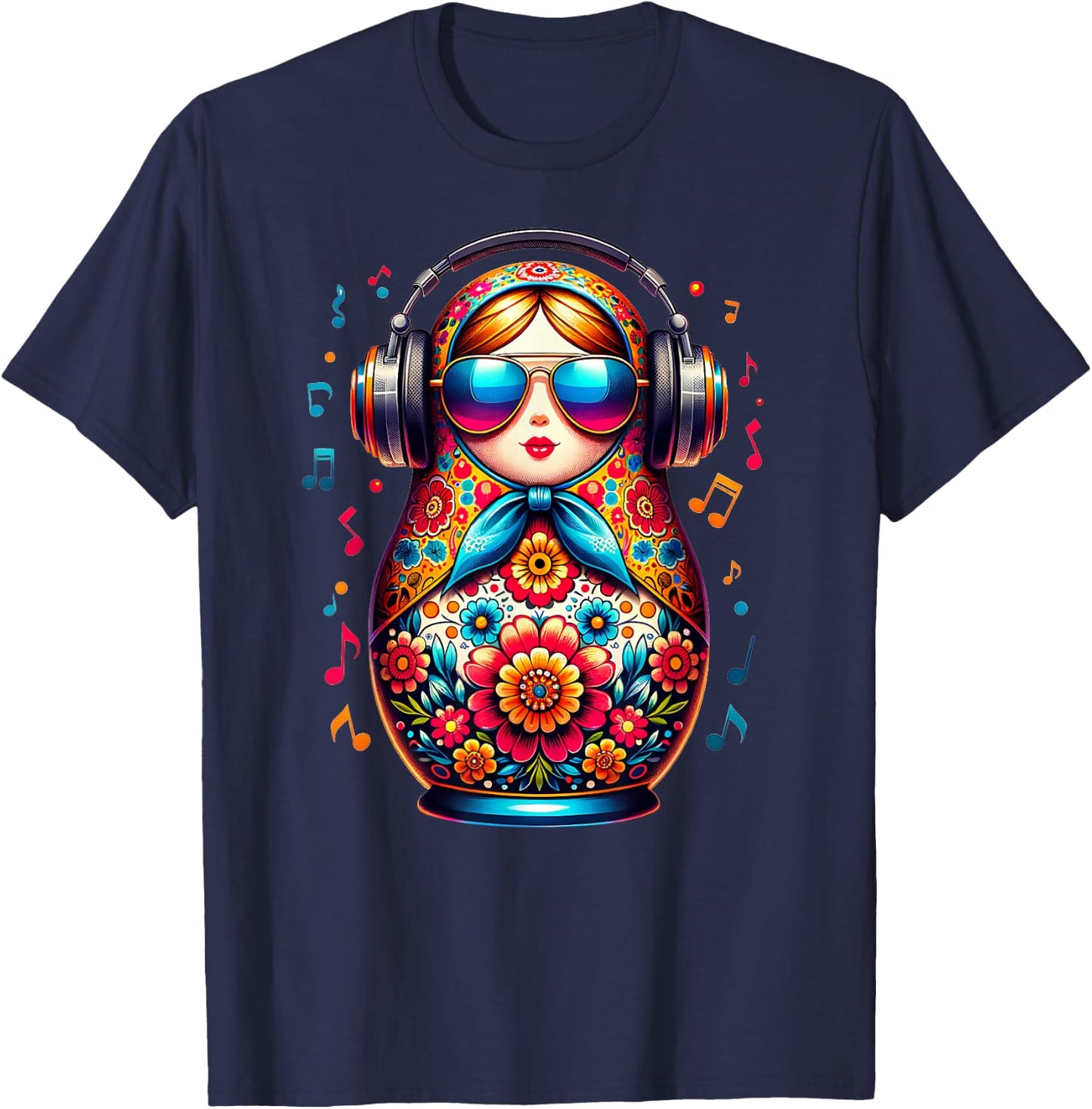 Russian Matroschka Musik Russland Russische Matrjoschka T-Shirt - T-Shirt | Navy