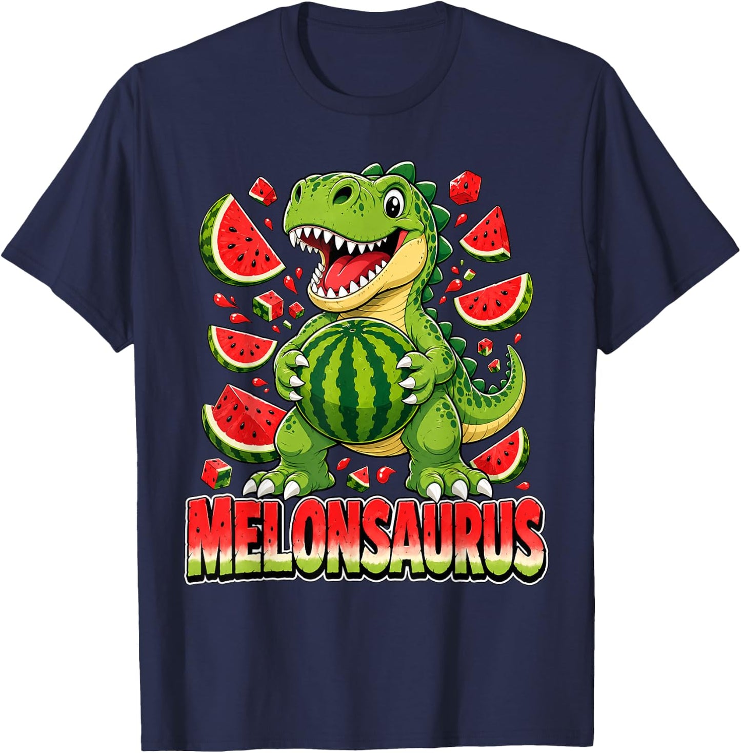 Melonasaurus Dinosaur Watermelon Dino Melonsaurus Watermelon T-Shirt - T-Shirt | Navy