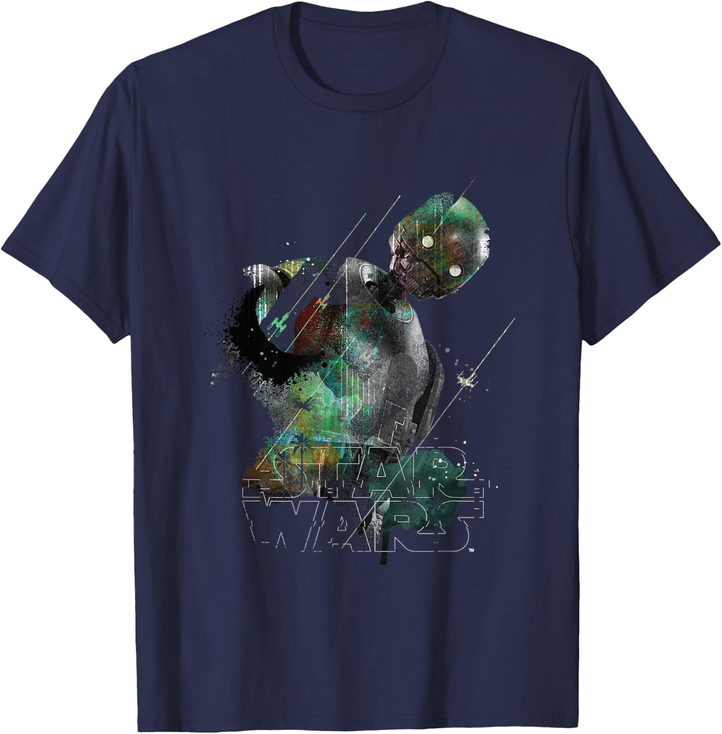 Star Wars Rogue One Iconic K2SO Paradise Big Chest Poster T-Shirt - T-Shirt | Navy