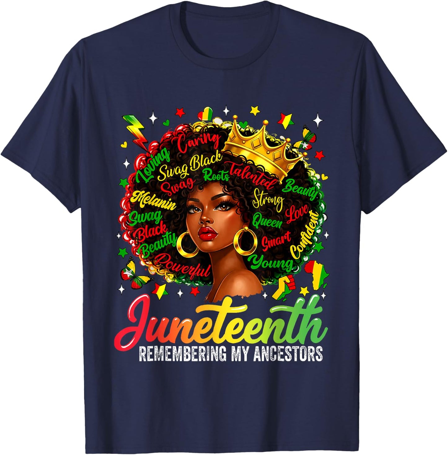 Juneteenth Remembering My Ancestors Black Women Juneteenth T-Shirt - T-Shirt | Navy