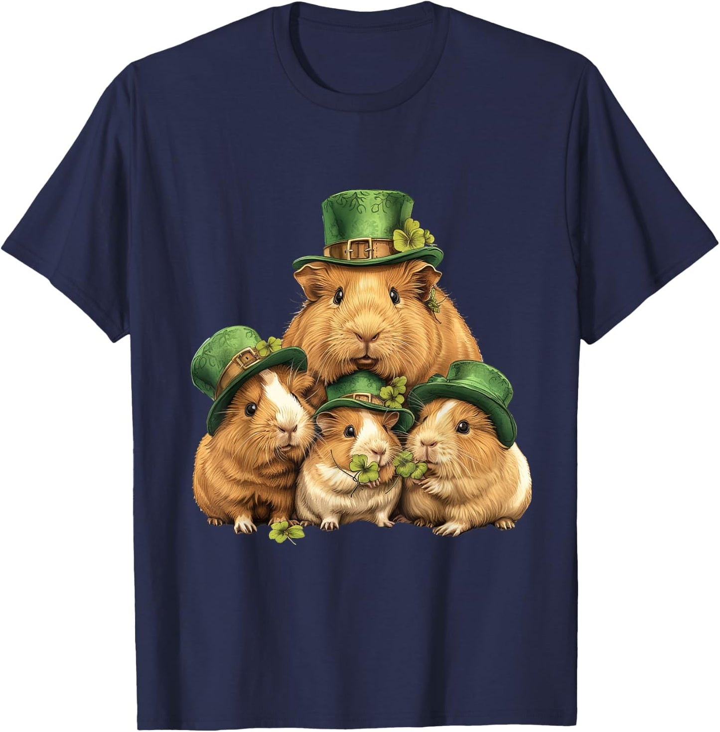 Guinea Pig St Patricks Day Irish Green St Paddys Themed Cute T-Shirt - T-Shirt | Navy