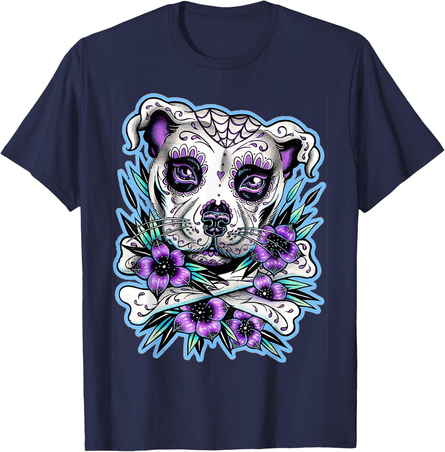 Pitbull Dog Sugar Skull for lovers Dogs Women T-Shirt - T-Shirt | Navy