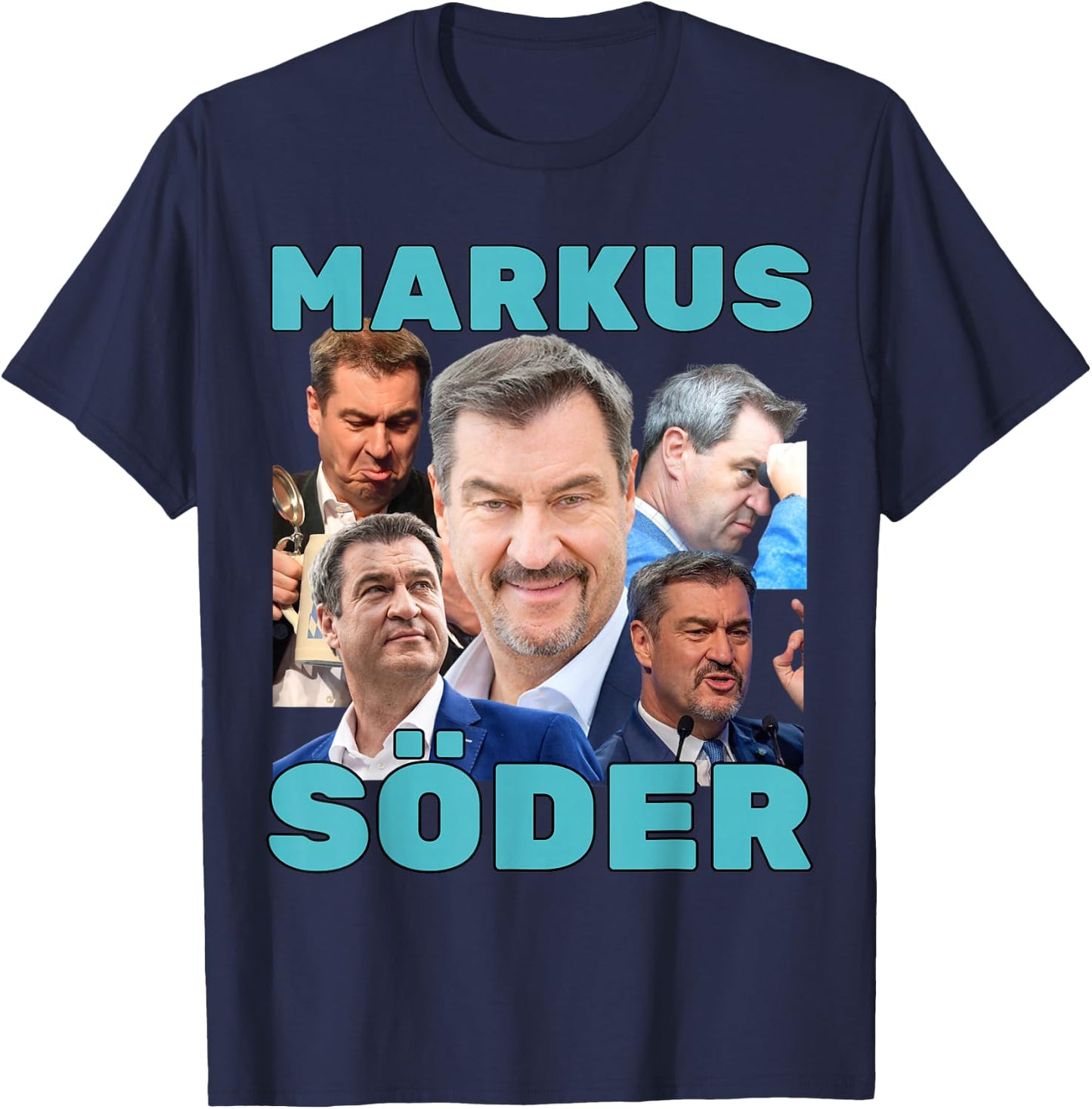 Markus Söder Fan Merch Blue , black T-Shirt - T-Shirt | Navy