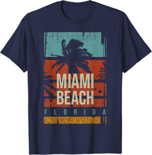 Miami Beach Urlaubssouvenir 80er Jahre Miami Beach T-Shirt - T-Shirt | Navy