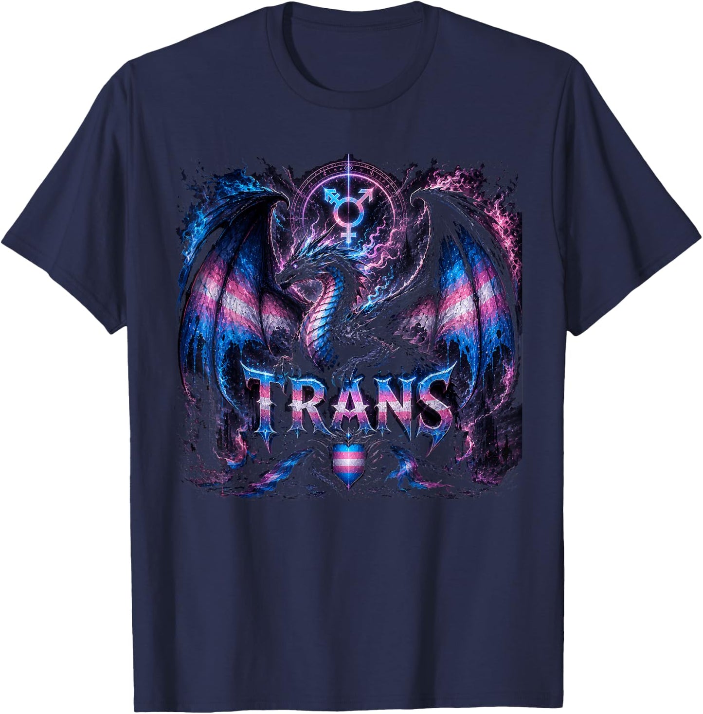 Trans Dragon Cute Fantasy Castle Tower Trans Rights Women T-Shirt - T-Shirt | Navy