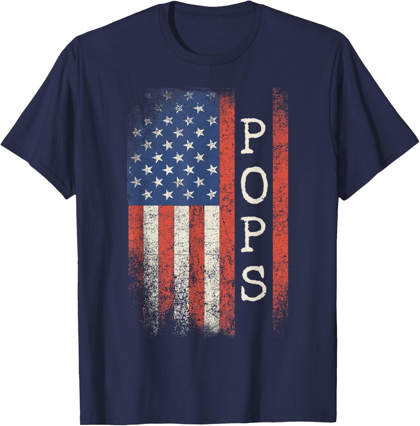 Pops American Flag Patriotic USA Vintage T-Shirt - T-Shirt | Navy