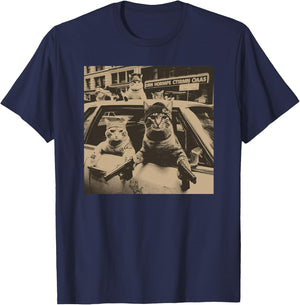 Funny Cat Gang Meme Street sarkastischer Vintage Premium T-Shirt - T-Shirt | Navy