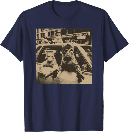 Funny Cat Gang Meme Street sarkastischer Vintage Premium T-Shirt - T-Shirt | Navy